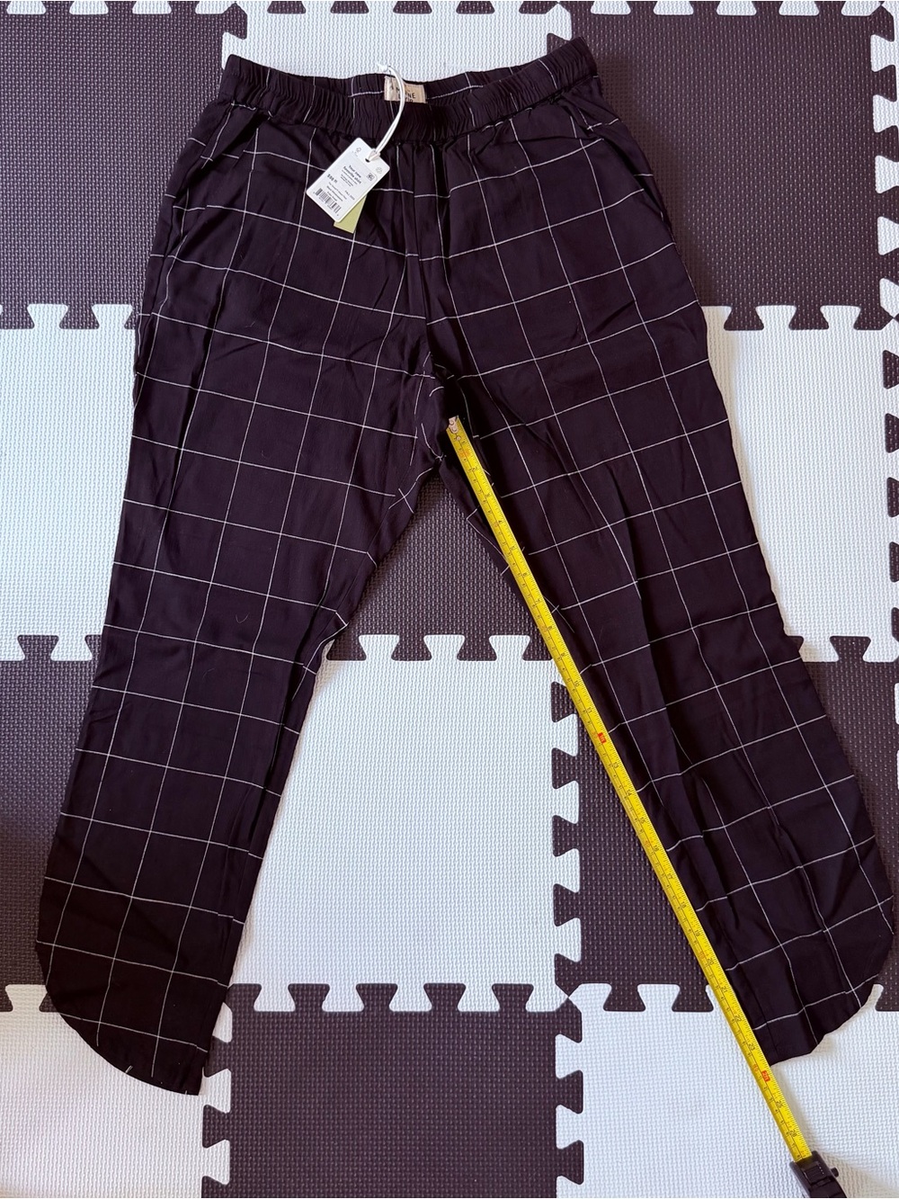 Marine Layer Black Windowpane Elastic Waist Pants
